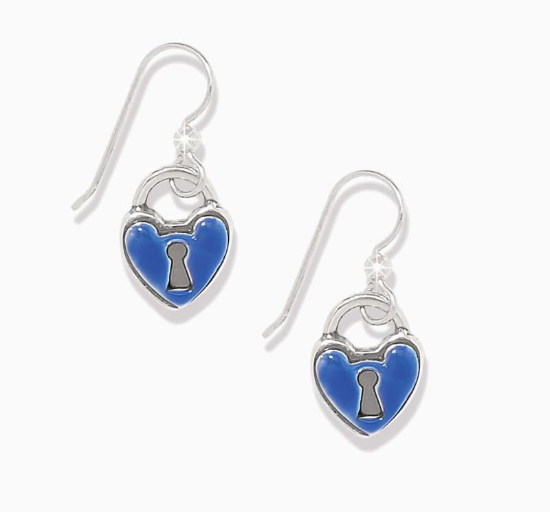 One Heart Padlock French Wire Earrings