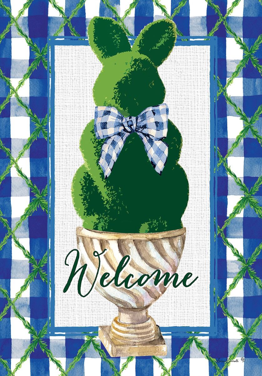 Bunny Topiary Garden Flag