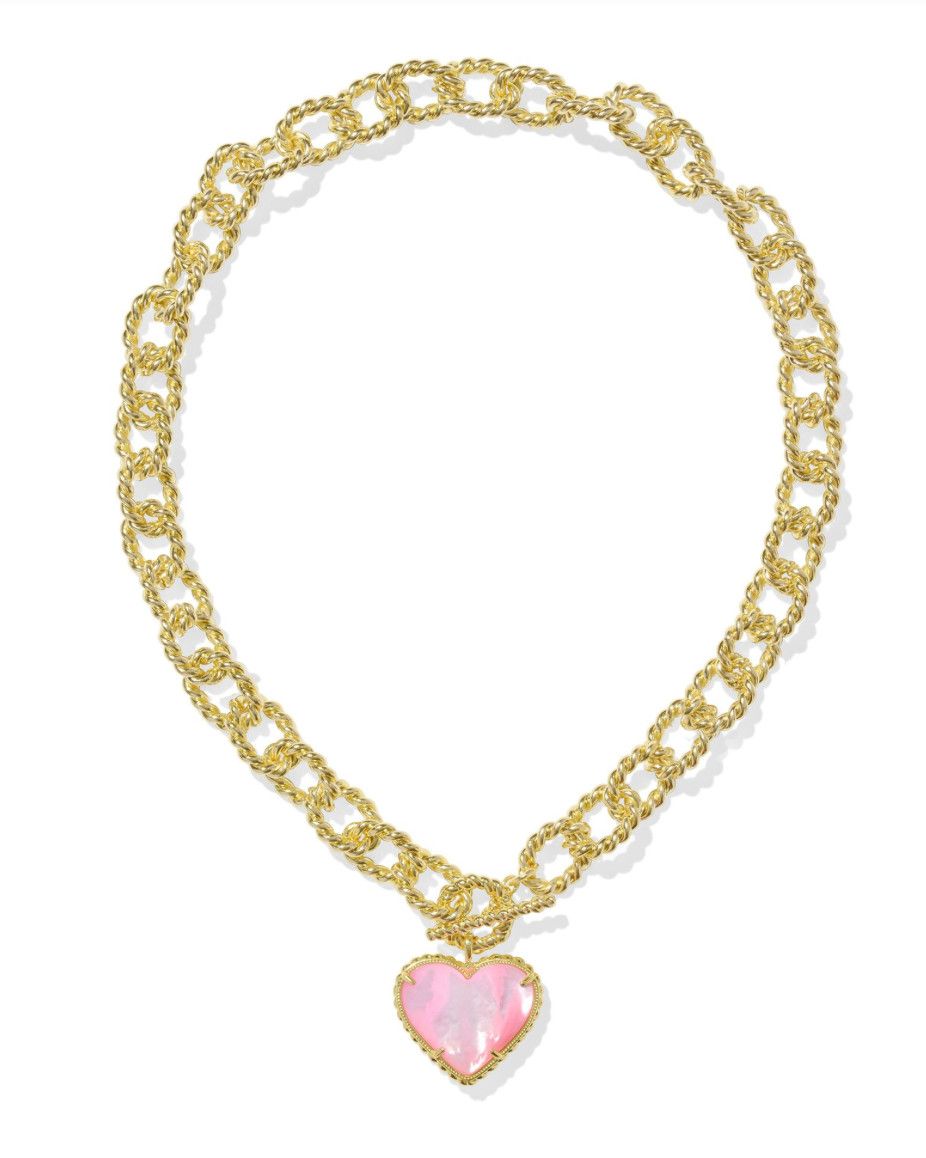 The Haisley 14k Gold Heart Statement Necklace, Color: Ivory Mother of Pearl