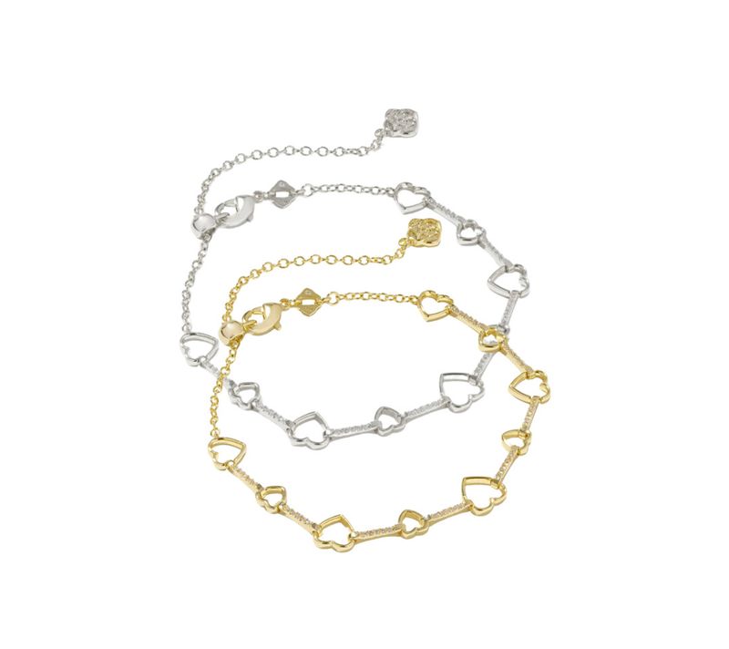 The Haisley Heart Delicate Bracelet in White Crystal