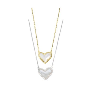 The Ari Heart Pendant Necklace in Ivory Mother of Pearl