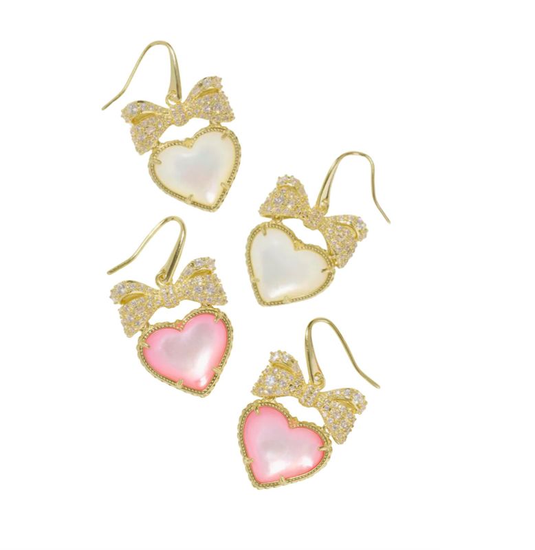 The Haisley Heart Gold Drop Earring in Mother of Pearl
