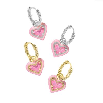 The Ari Heart Enamel Frame Huggie