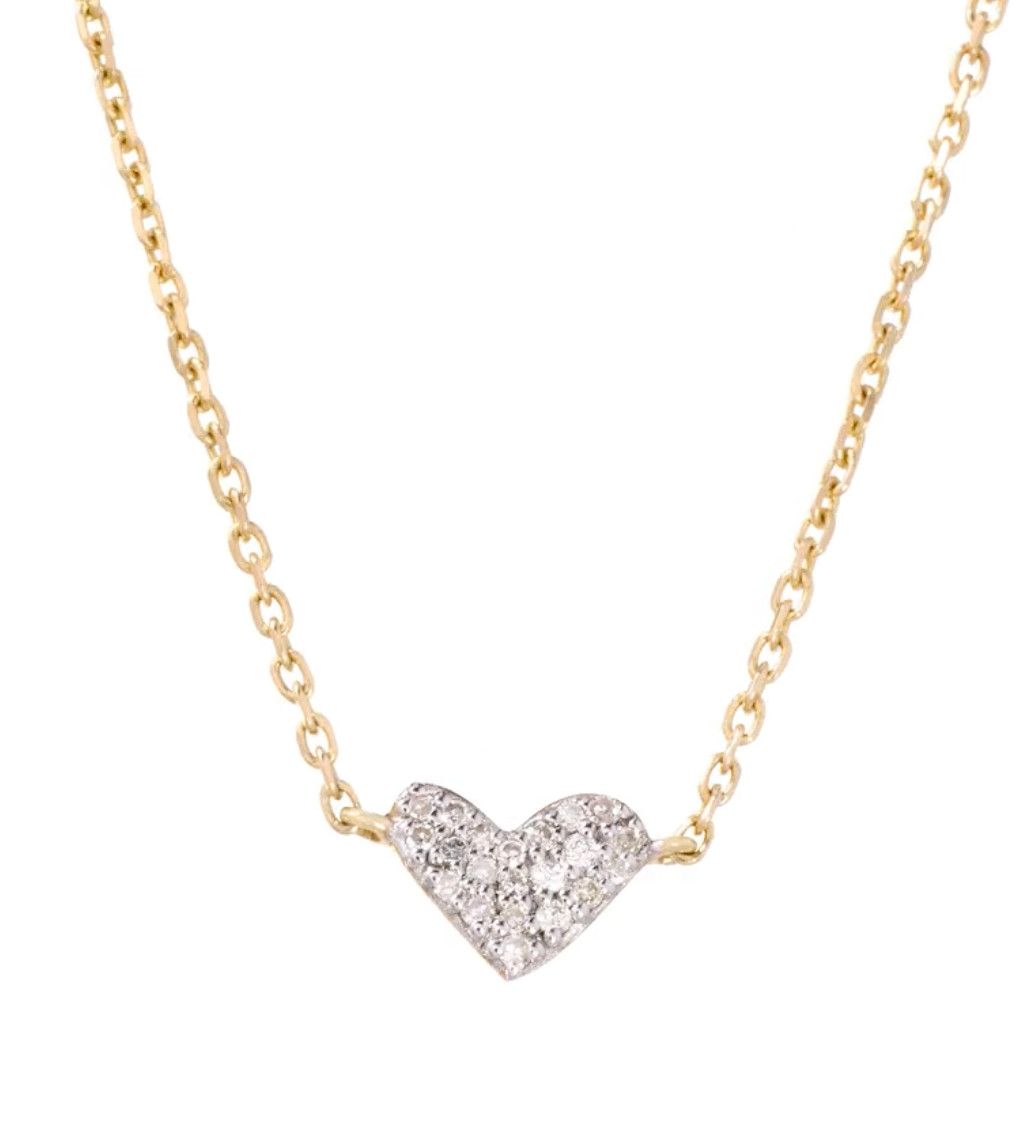 Heart Necklace 14K Gold White Diamond