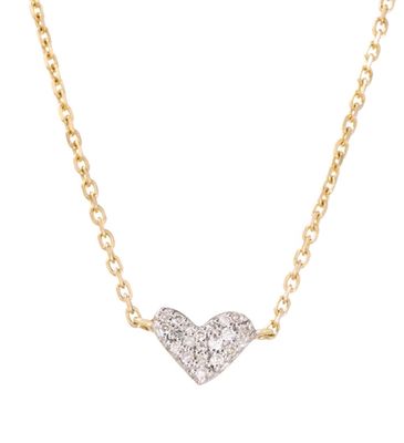 Heart Necklace 14K Gold White Diamond