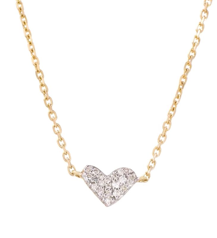 Heart Necklace 14K Gold White Diamond