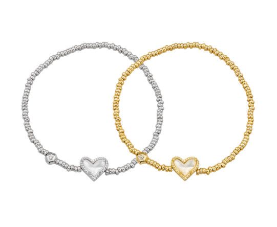 The Ari Heart Stretch Bracelet Ivory Mother of Pearl