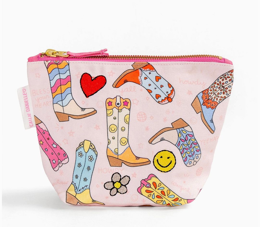 Western Cowgirl Boot Canvas Pouch