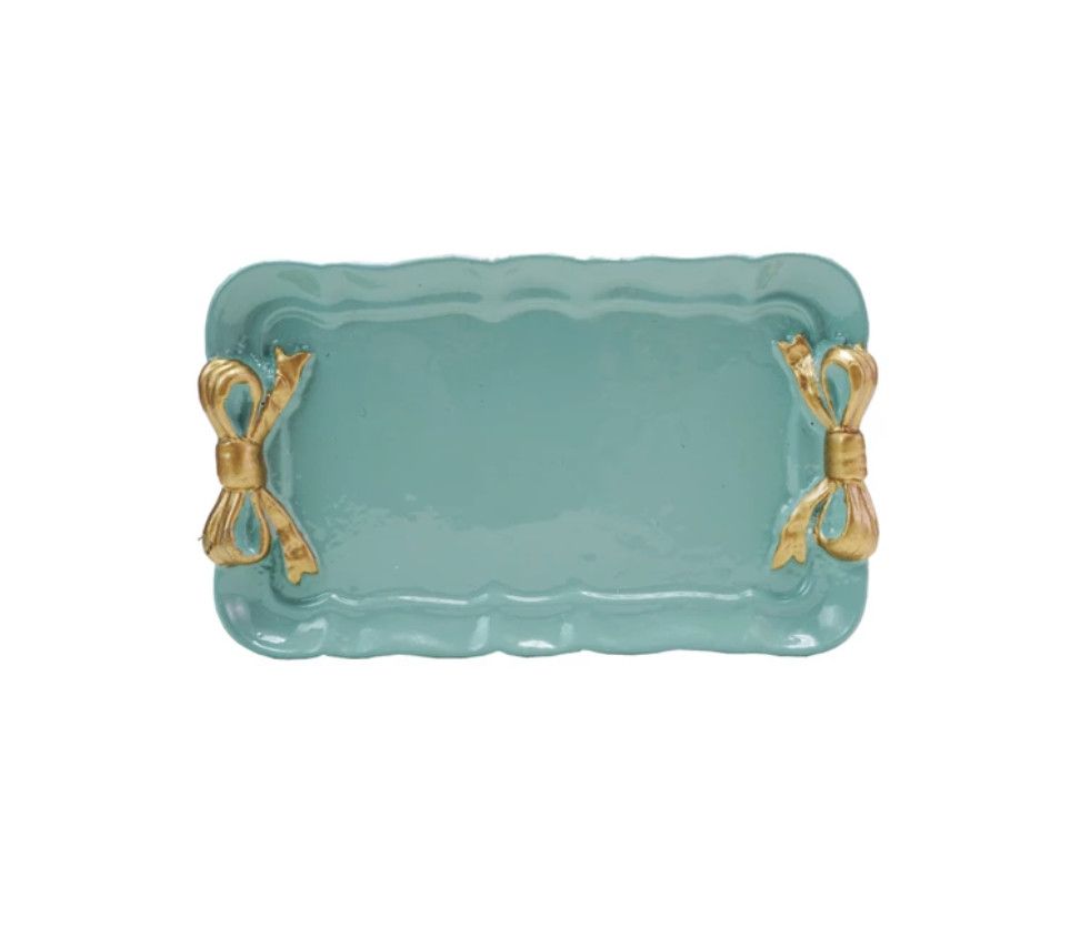 Decorative Metal Mint Tray with Gold Bow