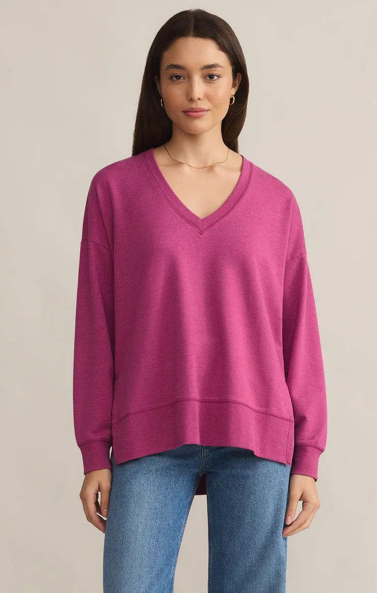 The Modern V-Neck Weekender | Magenta, Size: S