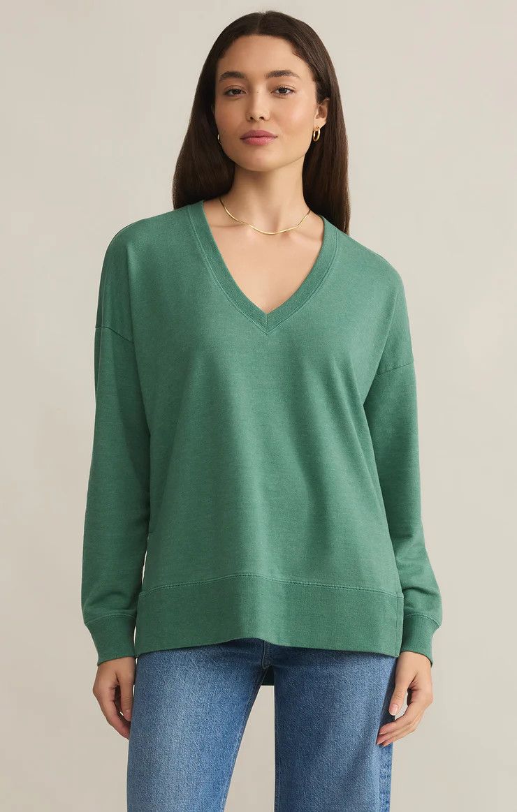 The Modern V-Neck Weekender | Botanical Green, Size: S