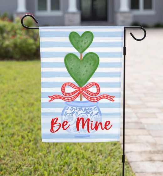 Heart Shrub with Bow Garden Flag