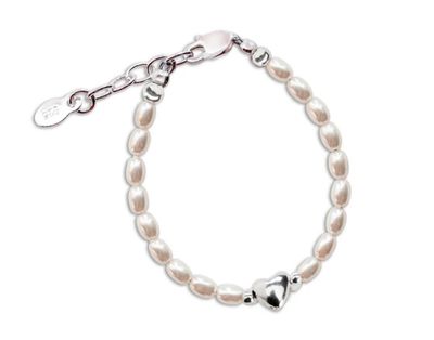 The Destiny Sterling Silver Pearls + Heart Child&#39;s Bracelet