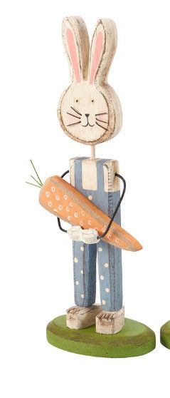 Stand Up Wooden Bunny, Color: Blue