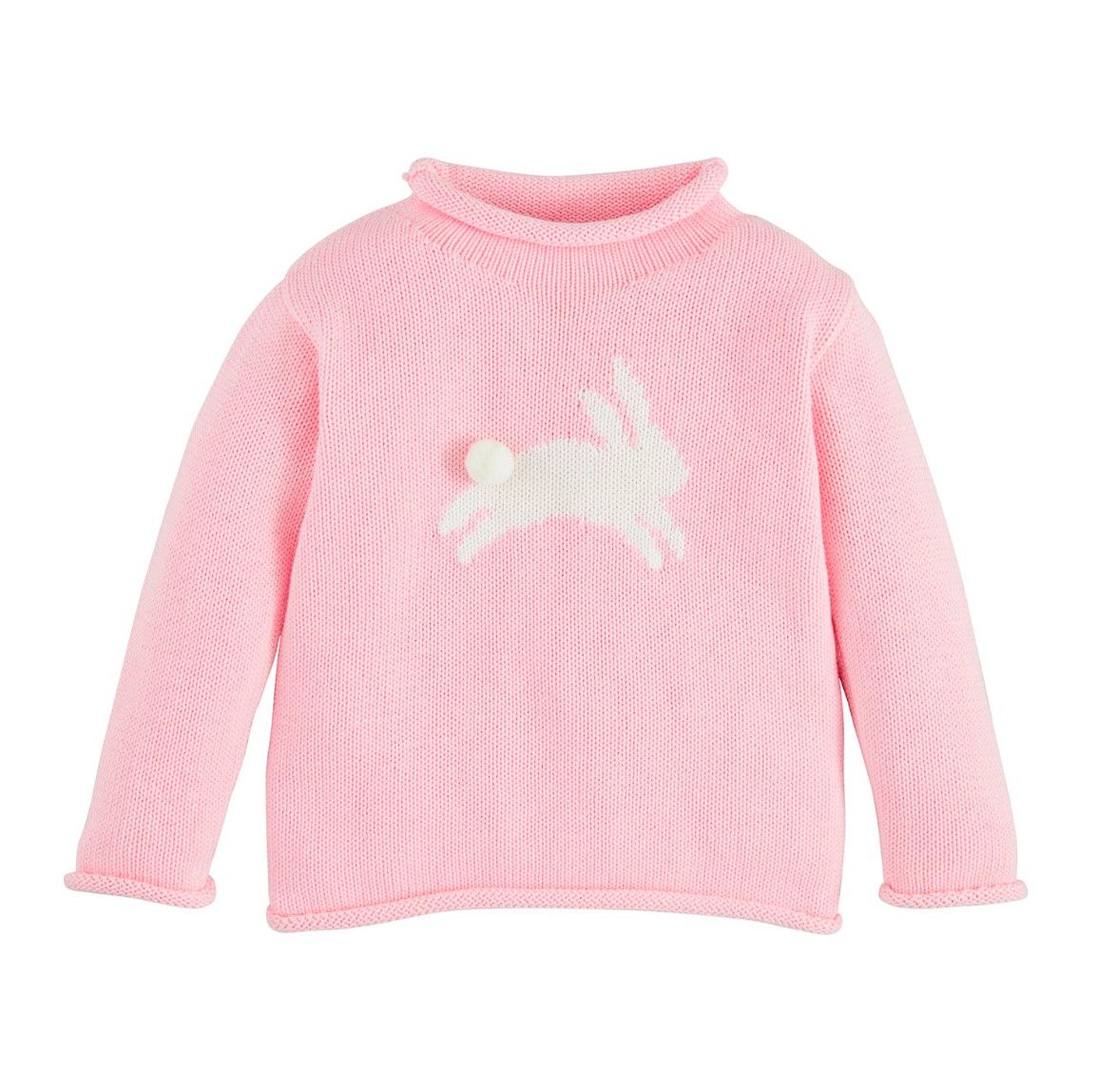 Rollneck Bunny Sweater, Color: Pink, Size: 12-18m