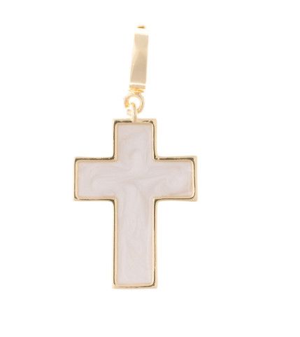 White Enamel Cross Luxe Charm