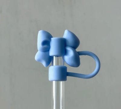Blue Bow Straw Cover