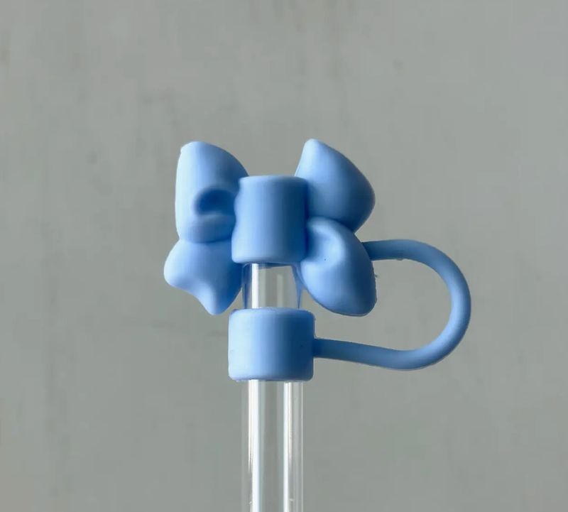 Blue Bow Straw Cover