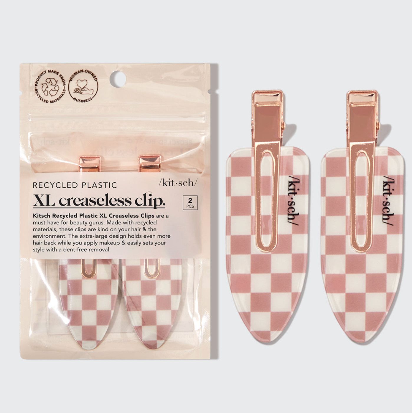 XL Creaseless Clips 2 Piece  Set | Terracotta Checker