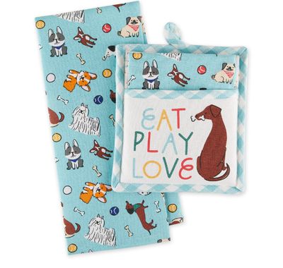 Eat Play Love Potholder Set
