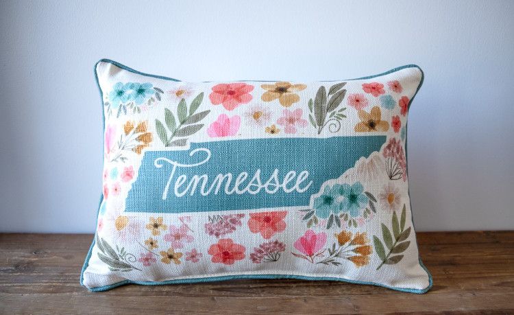 Spring Flower Cut Out State Pillow Tennessee