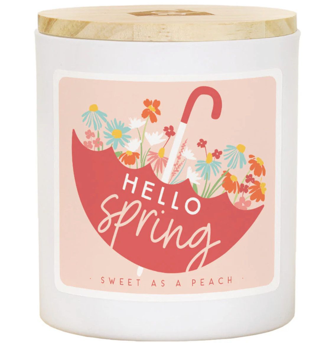 Hello Spring Umbrella Peach Candle