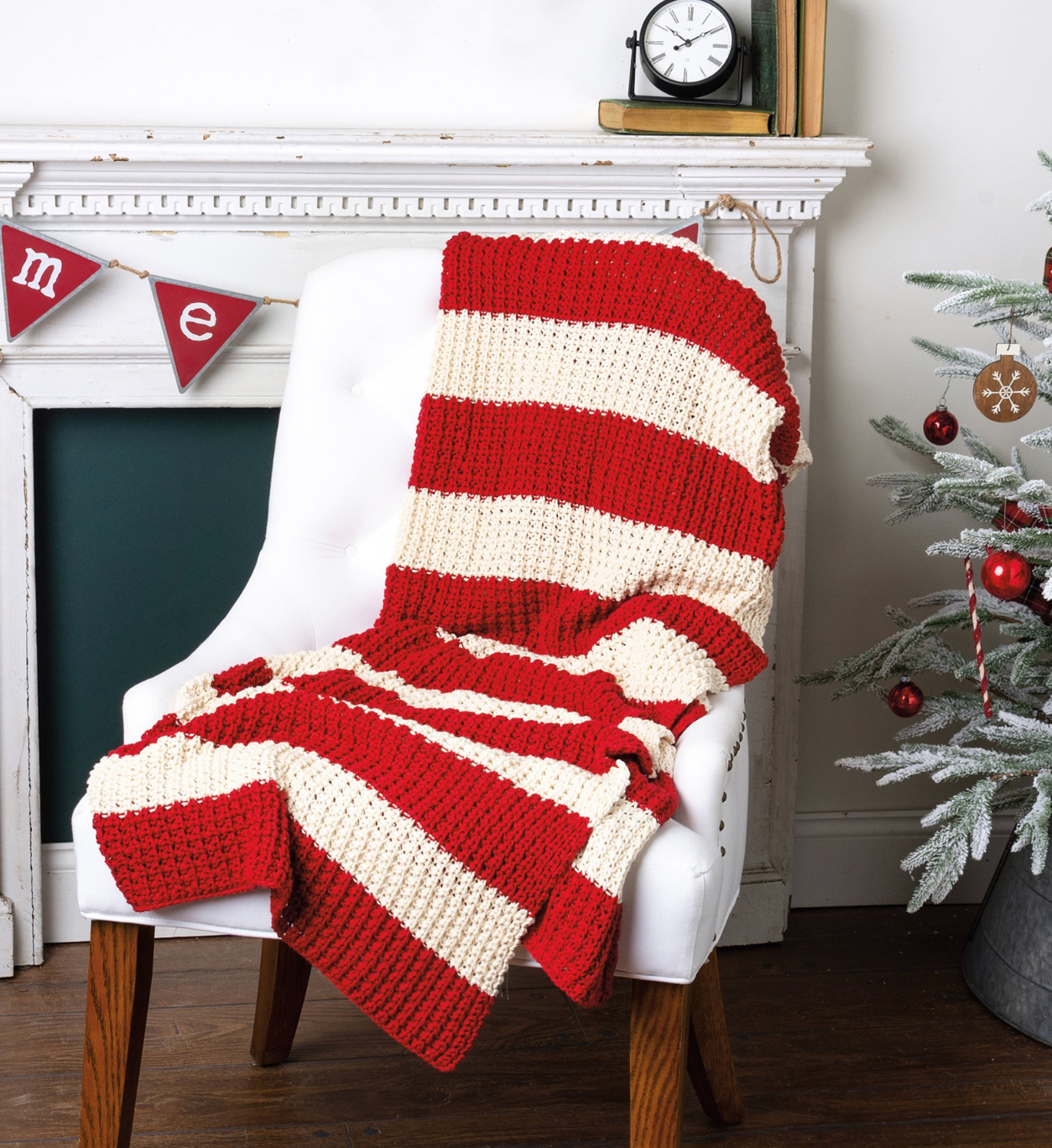 Red + White Striped Throw