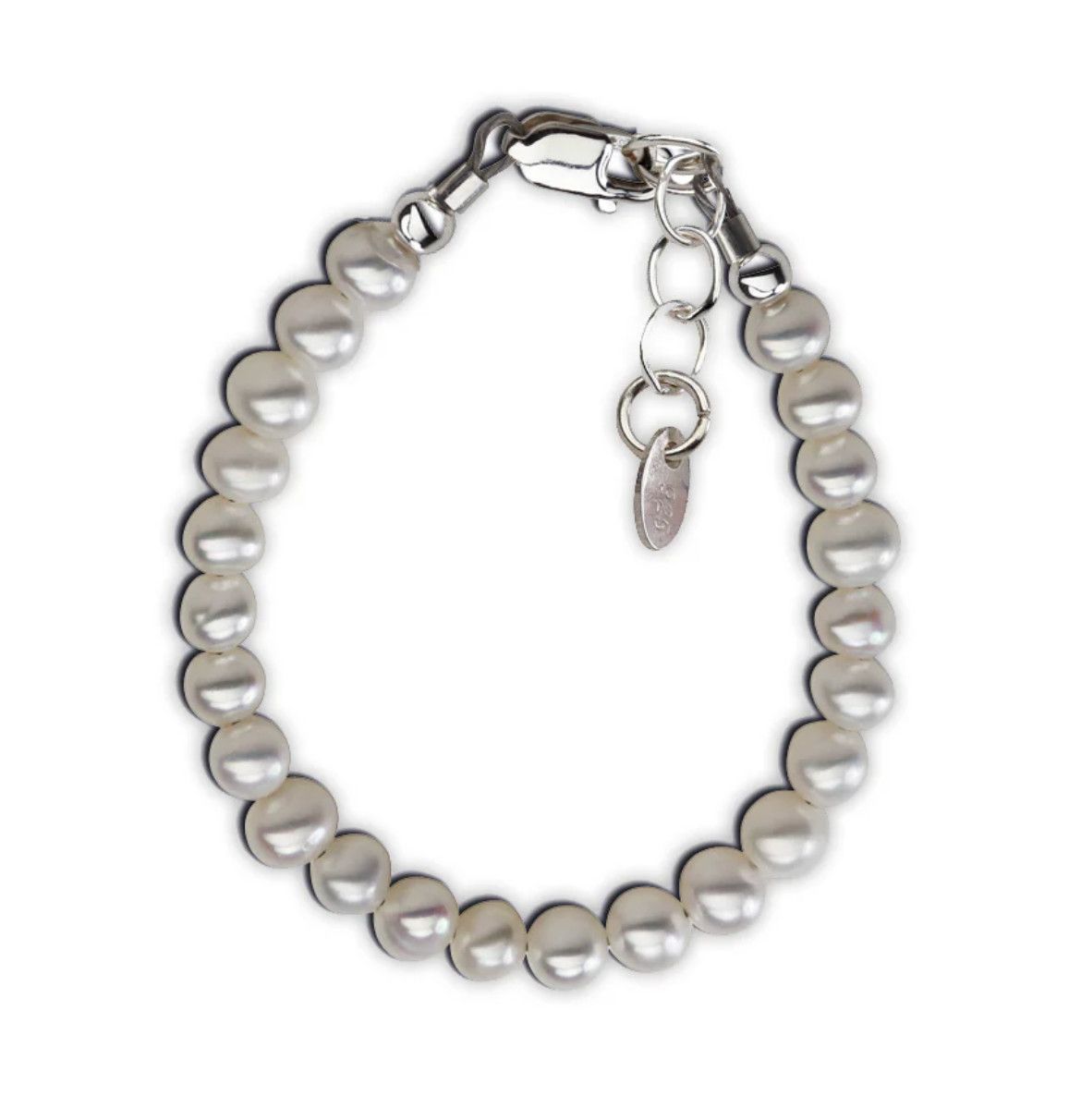 The Zoey Sterling Silver Pearl Child&#39;s Bracelet, Size: S 0-12mth
