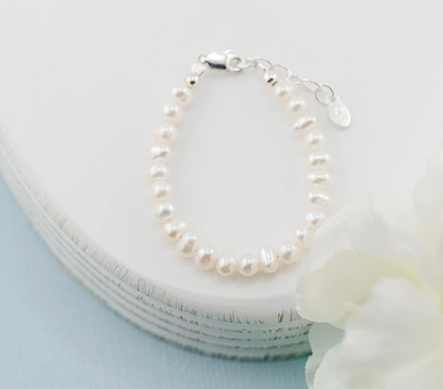 The Zoey Sterling Silver Pearl Child&#39;s Bracelet