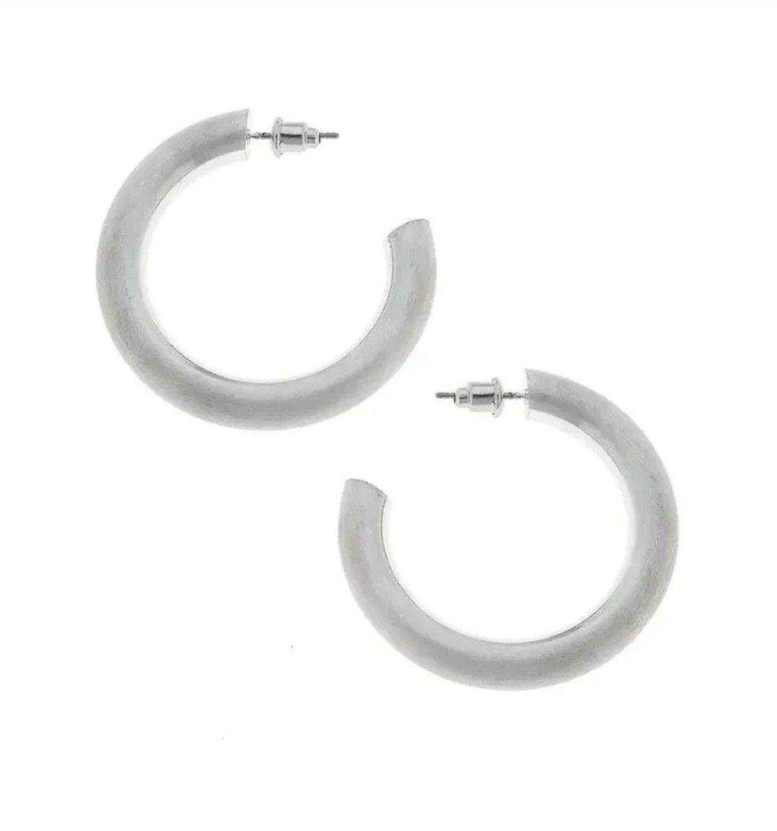 The Arabella Silver Satin Hoop Earrings