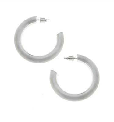 The Arabella Silver Satin Hoop Earrings