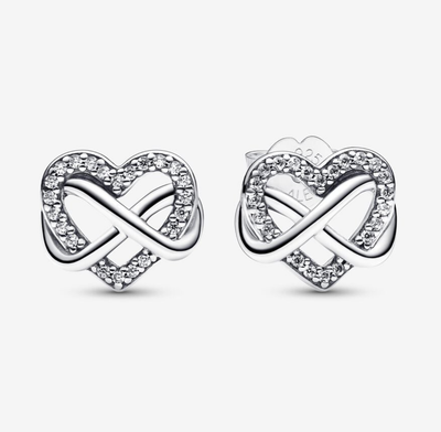 PANDORA™ Sparkling Infinity Heart Stud Earrings