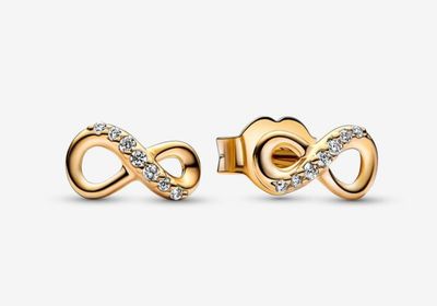 PANDORA™ Sparkling 14K Gold Plated Infinity Stud Earrings