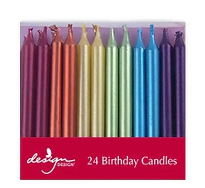 Rainbow Metallic Birthday Candle Set 24 Count