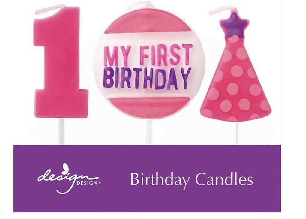 My First Birthday Pink Candle Set