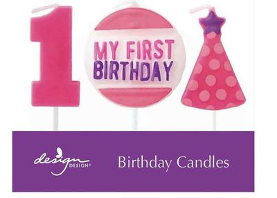 My First Birthday Pink Candle Set