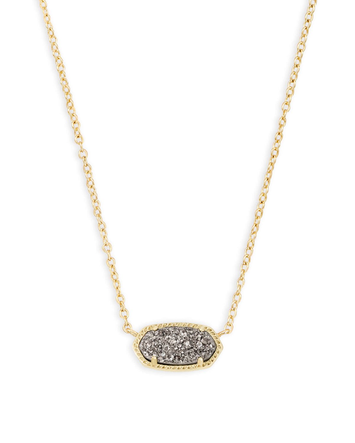 The Elisa Pendant Necklace in Platinum Drusy, Color: Gold