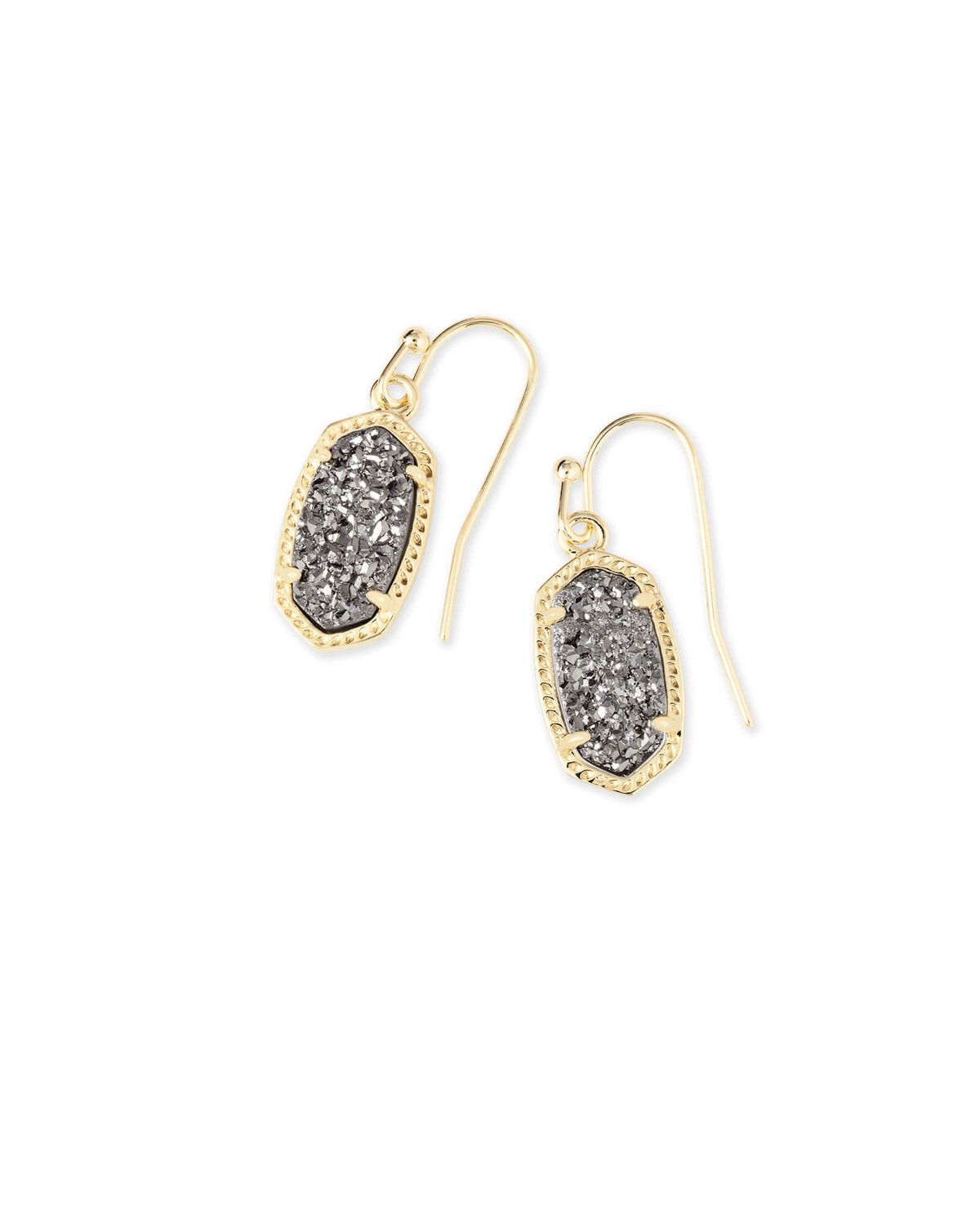 The Lee Drop Earrings in Platinum Drusy, Color: Gold