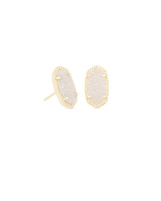 Ellie Stud Earrings in Iridescent Drusy, Color: Gold