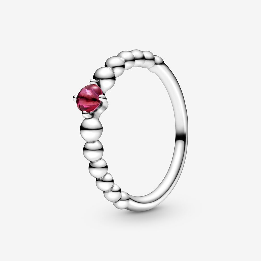 PANDORA™ Birthstone Beaded Ring Sterling Silver, Size: 48, Color: January Blazing Red