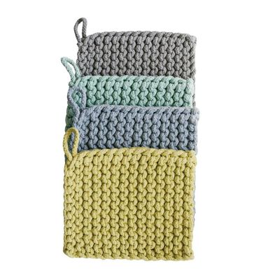 Square Crochet Pot Holders/Trivets, Color: Taupe