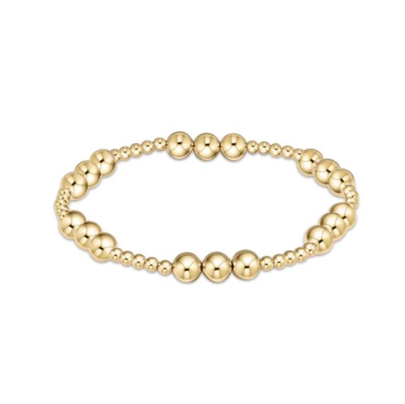 Classic Joy Pattern Bead Bracelet Gold, Size: 6mm
