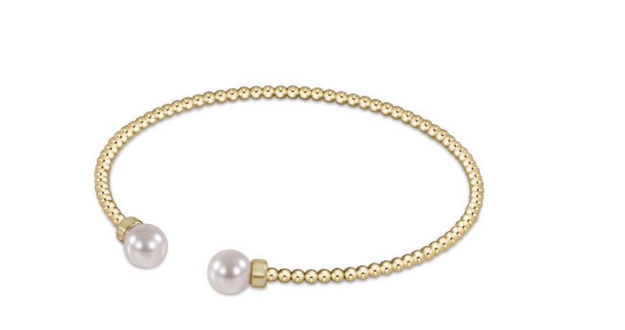 Classic Gold Bead Pearl Cuff, Size: 2mm