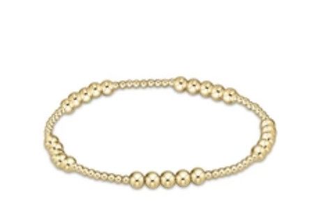 Classic Blissful Pattern Bracelet, Size: 2mm Bead 4mm Gold