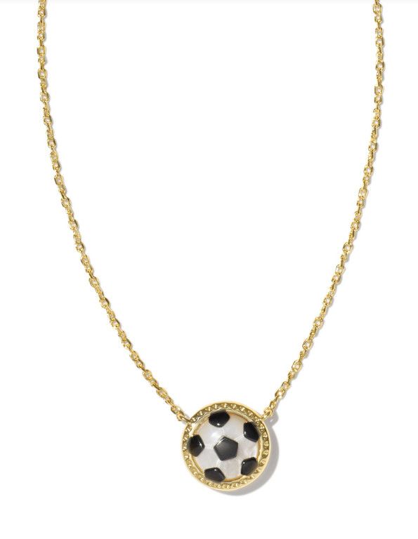 The Soccer Pendant Necklace in Ivory Mother of Pearl, Color: Gold