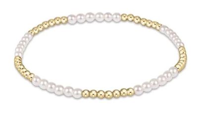 Classic Blissful Pattern Bracelet, Size: 2.5mm Gold Bead 3mm Pearl