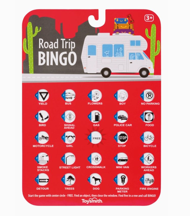 Road Trip Bingo Card, Color: Red