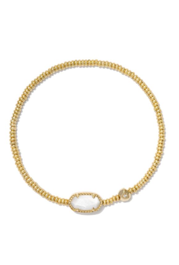 The Grayson Stretch Bracelet in Ivory Mother of Pearl, Color: Gold