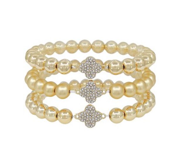 The Luda Large Bead Bracelet set, Color: Gold