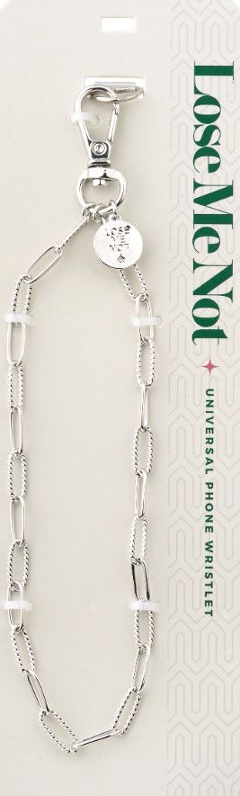 Lose Me Not Phone Wristlet Silver, Color: Ribbed Paperclip
